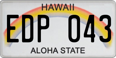 HI license plate EDP043