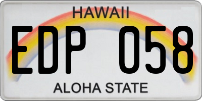 HI license plate EDP058