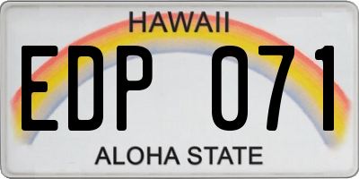 HI license plate EDP071