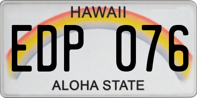 HI license plate EDP076