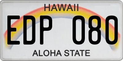 HI license plate EDP080