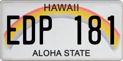 HI license plate EDP181