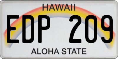 HI license plate EDP209