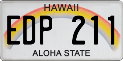HI license plate EDP211