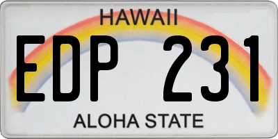 HI license plate EDP231
