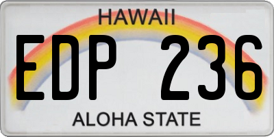 HI license plate EDP236