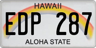 HI license plate EDP287