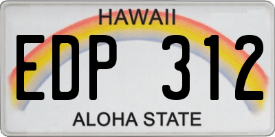HI license plate EDP312