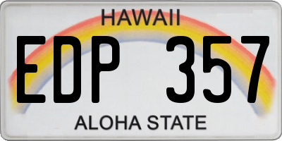 HI license plate EDP357