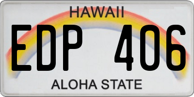 HI license plate EDP406
