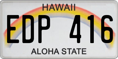 HI license plate EDP416