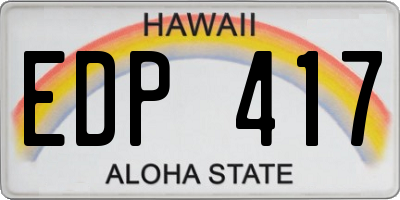 HI license plate EDP417