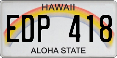 HI license plate EDP418