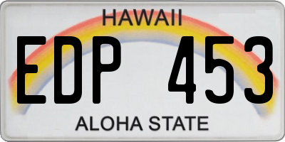 HI license plate EDP453