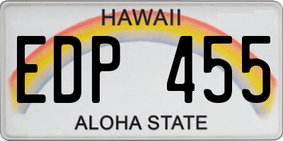 HI license plate EDP455