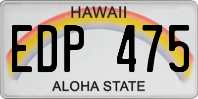 HI license plate EDP475