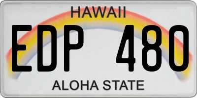 HI license plate EDP480