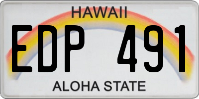 HI license plate EDP491