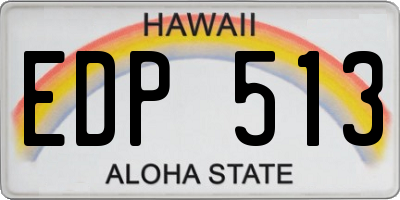 HI license plate EDP513
