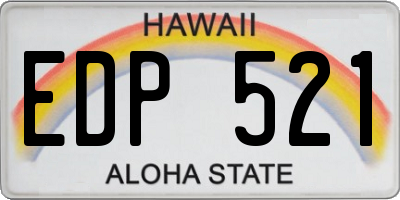 HI license plate EDP521