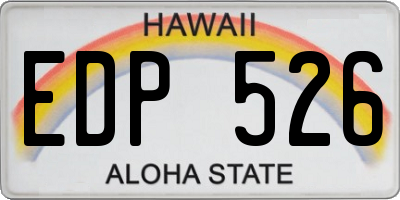 HI license plate EDP526