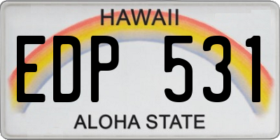 HI license plate EDP531