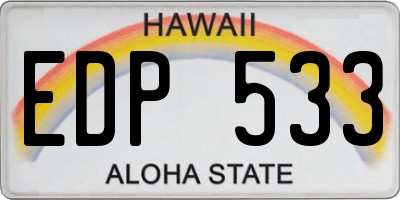 HI license plate EDP533