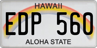 HI license plate EDP560