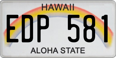 HI license plate EDP581