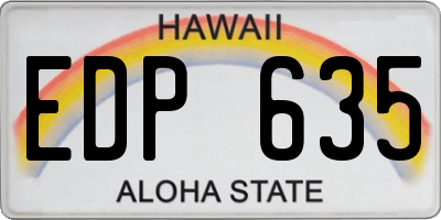 HI license plate EDP635