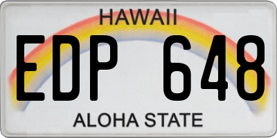 HI license plate EDP648