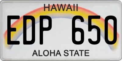 HI license plate EDP650
