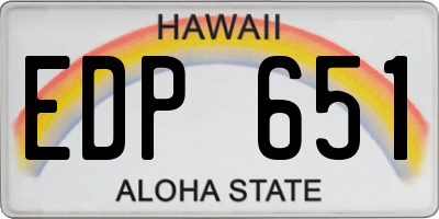 HI license plate EDP651