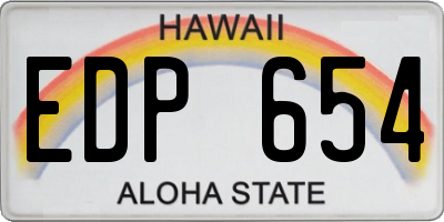 HI license plate EDP654