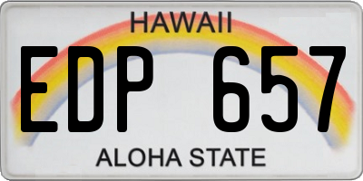 HI license plate EDP657