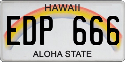 HI license plate EDP666