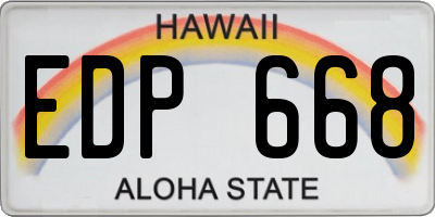HI license plate EDP668