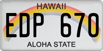HI license plate EDP670