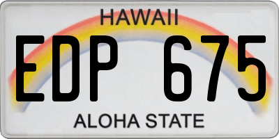 HI license plate EDP675