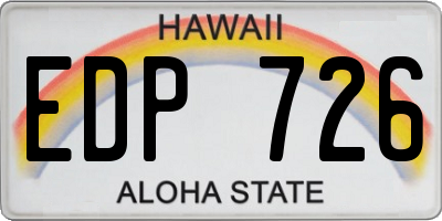 HI license plate EDP726