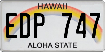 HI license plate EDP747