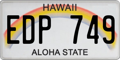 HI license plate EDP749