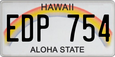 HI license plate EDP754