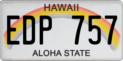 HI license plate EDP757