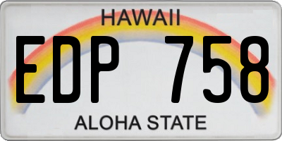 HI license plate EDP758