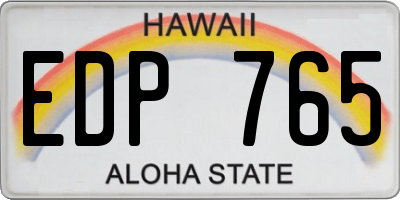 HI license plate EDP765