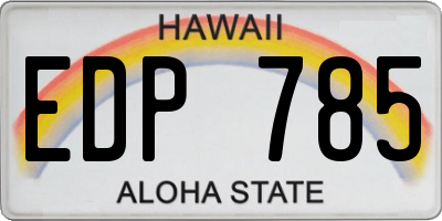 HI license plate EDP785