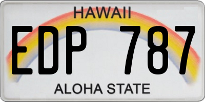 HI license plate EDP787