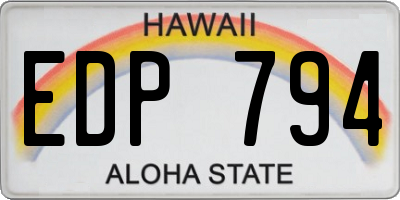 HI license plate EDP794