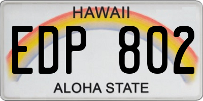 HI license plate EDP802